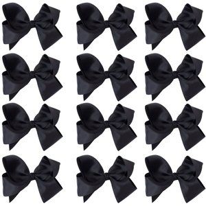 12pc Baby Girls Teens Women Solid 8" Hair Bows